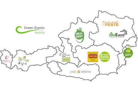 Österreich-Karte mit allen Green Events Austria Netzwerkpartnern